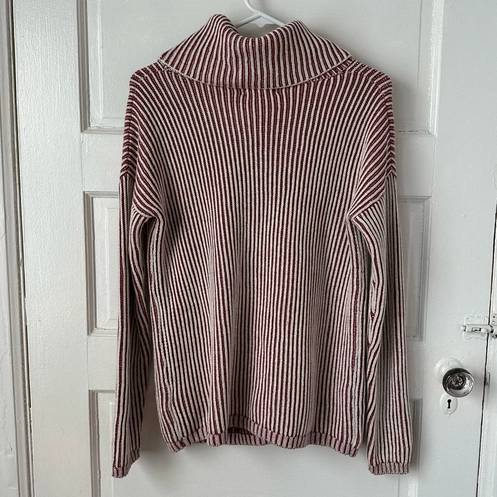 3/$20 💥 Rachel Zoe Burgundy‎ Chunky Ribbed Knit Cowl Neck Sweater Cotton Blend